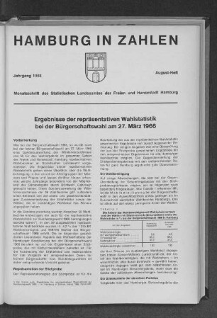 Ergebnisse der repräsentativen Wahlstatistik bei der Bürgerschaftswahl am 27. März 1966