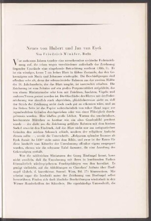 Neues von Hubert und Jan van Eyck