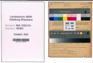 Entnazifizierung Karl Vossen, geb. 10.11.1905 (Baecker)