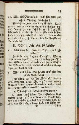 II. Vom Bienen-Stande.