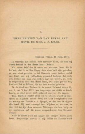 V. Twee brieven van Pa'k Ebyng aan Mevr. de Wed. J. P. Esser