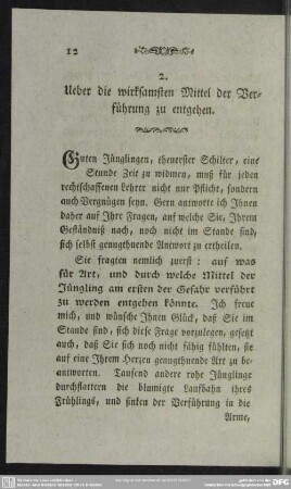 2. Ueber die wirksamsten Mittel der Verführung zu entgehen