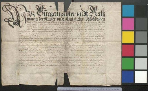 Die Stadt Glogau bescheinigt die eheliche Geburt des Gregor Gobius.