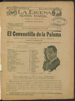 El conventillo de la Paloma : sainete en un acto, dividido en tres cuadros