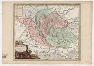 Karte der Grafschaft Stolberg, ca. 1:70 000, Kupferstich, 1736 : Comitatus Stolbergici ad Hercyniam ceterarumque ad Illustriss. Comites pertinentium Ditionum & terrarum ipsis adiacentium Geographica Descriptio; cum Privil. S. C. M. Gratiosissimo / Edita curis Homannianorum Heredum. J. F. Penther. - [Ca. 1:70 000]. - Norimbergae , 1736. - 1 Kt. : Kupferst. ; 55 x 47 cm
