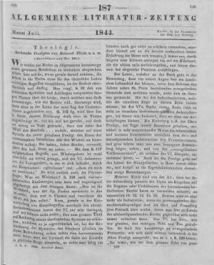 Thiele, H.: Sechszehn Predigten zu Rom gehalten. Zürich: Meyer, Keller 1843 (Beschluss von Nr. 186)