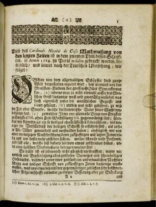 Diese des Cardinals Nicolai de Cusa Muthmaßung ...