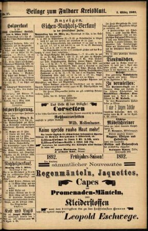 Zweite Ausgabe vom Donnerstag, den 03. März 1892.