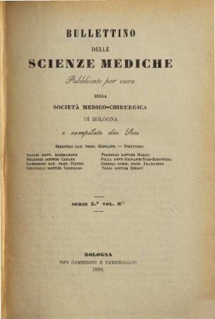 Bullettino delle scienze mediche. 5. 1868