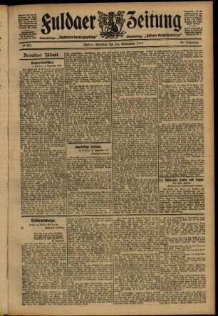 Zweite Ausgabe vom Samstag, den 14. September 1907.