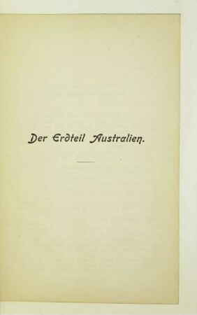 Der Erdteil Australien
