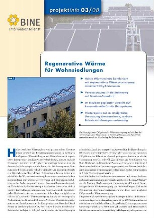 Regenerative Wärme für Wohnsiedlungen.