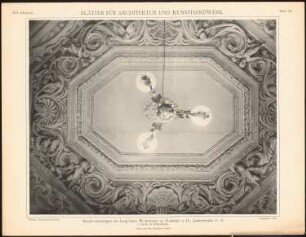 Stuckdecke im Langschen Wohnhaus, Frankfurt/Oder: Ansicht Wohnzimmer (aus: Blätter für Architektur und Kunsthandwerk, 16. Jg., 1903, Tafel 18)