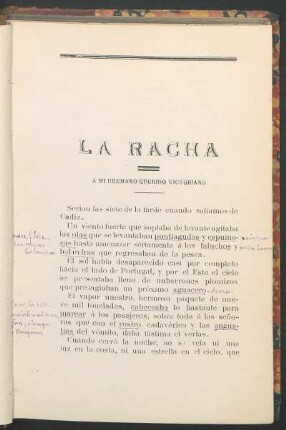 La racha : Á mi hermano querido Victoriano