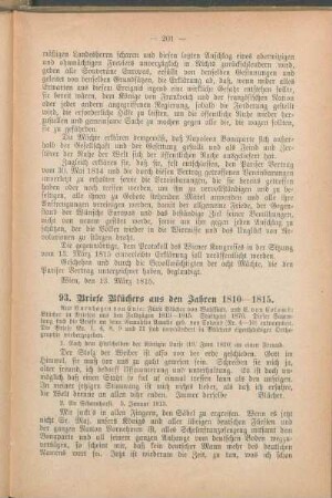 93. Briefe Blüchers aus den Jahren 1810-1815.
