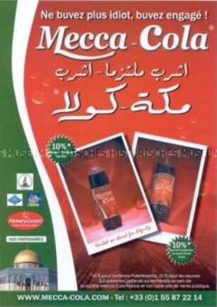 Französisches Werbeblatt für "Mecca Cola"