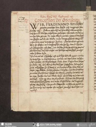 Röm. Kays. Mt. Ferdinandi etc. Concession der Obergerichte