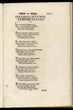 Epicedia Et Monumenta Reliqua Latina.
