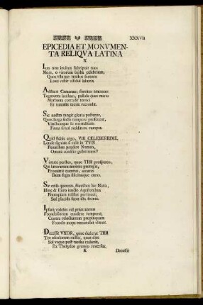 Epicedia Et Monumenta Reliqua Latina.