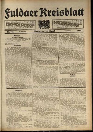 Ausgabe vom Montag, den 25. August 1913.