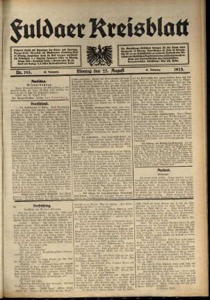 Ausgabe vom Montag, den 25. August 1913.