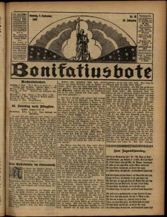 Erste Ausgabe vom Sonntag, den 08. September 1929.