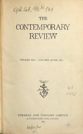 Contemporary review. 41. 1882