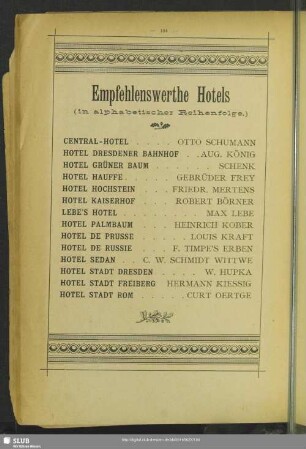 Empfehlenswerthe Hotels