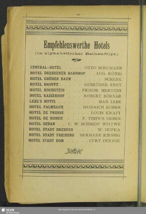 Empfehlenswerthe Hotels