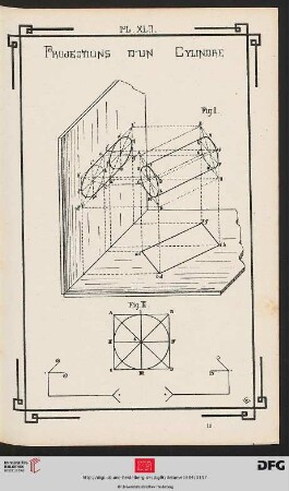 Pl. XLII Projections d’un Cylindre [Diagonal im Raum]