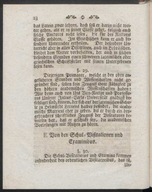 E. Von den Schul-Visitationen und Examinibus