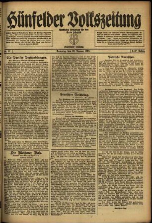 Ausgabe vom Samstag, den 22. Januar 1921.