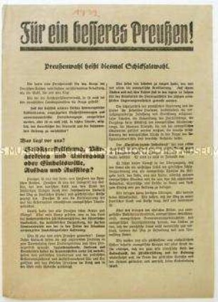 Aufruf des Christlich-Sozialen Volksdienstes zur preußischen Landtagswahl 1932