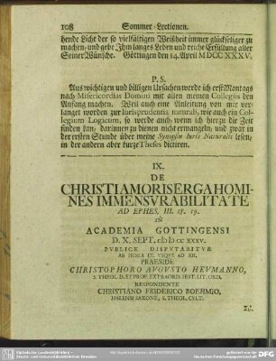 IX. De Christi Amoris Erga Homines Immensu Rabilitate ...
