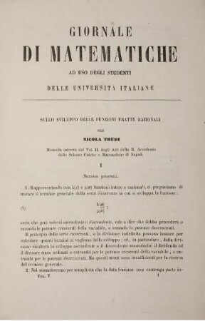 Sullo sviluppo delle funzioni fratte razionali.