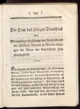 Die Haut des heiligen Dorotheus oder [...]