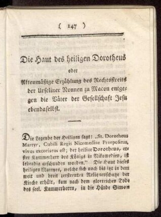 Die Haut des heiligen Dorotheus oder [...]