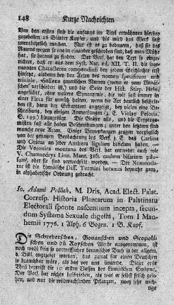 Historia plantarum in palatinatu electorali sponte nascentium incepta. Tom.I.