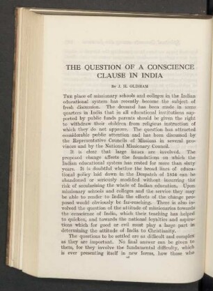 The question of a conscience clause in India