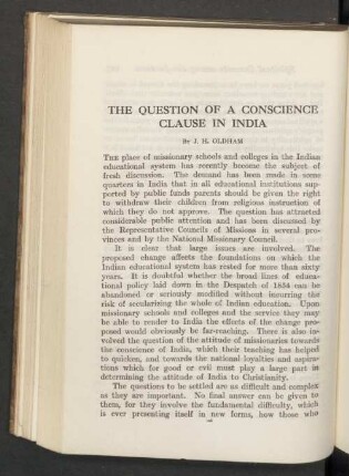 The question of a conscience clause in India