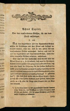 131-152, Achtes Capitel. Von den transcendenten Größen, die aus dem Kreise entspringen.