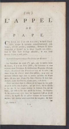 L'Appel Au Pape
