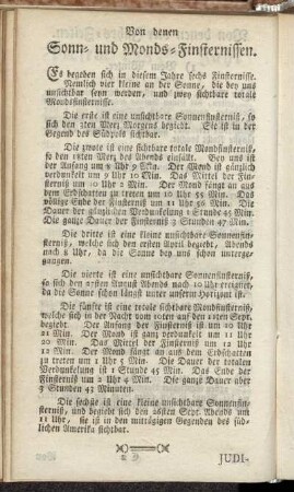 Von denen Sonn- und Monds-Finsternissen.