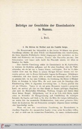 33: Beiträge zur Geschichte der Eisenindustrie in Nassau