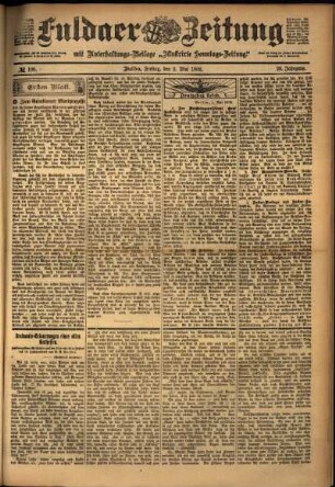 Erste Ausgabe vom Freitag, den 02. Mai 1902.