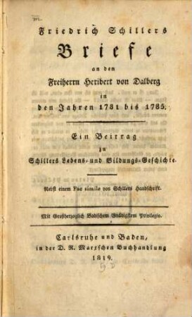 Briefe an den Freyherrn Heribert von Dalberg