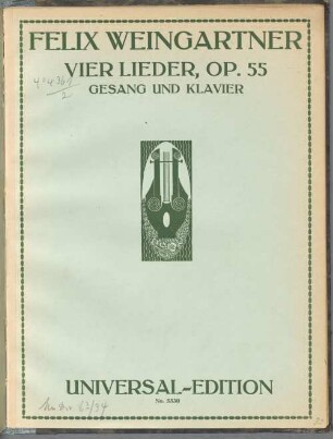 Vier Lieder für Gesang und Klavier : Op. 55