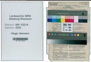 Entnazifizierung Hermann Kluge , geb. 02.02.1895 (Bankangestellter)