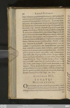 Epistola XCI. Senatui Mediolanensi.