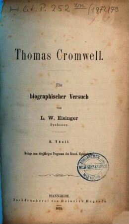 Thomas Cromwell : ein biographischer Versuch. 2